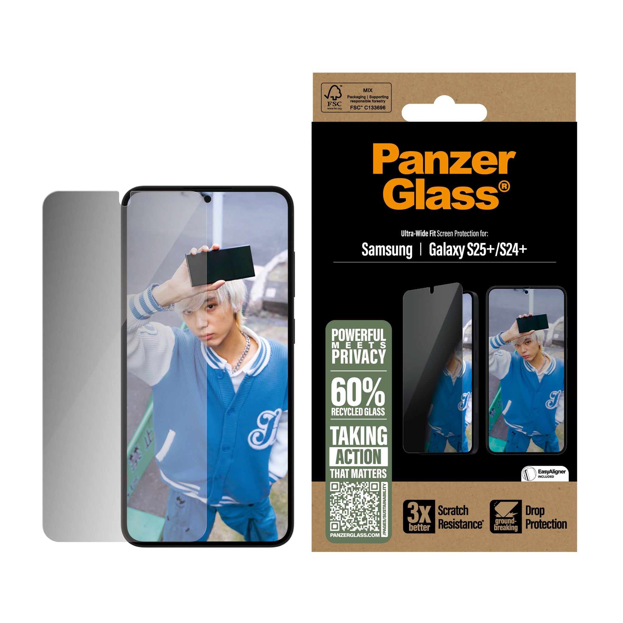 PanzerGlass® Privacy Skærmbeskyttelse Samsung Galaxy S25+ | S24+ | Ultra-Wide Fit